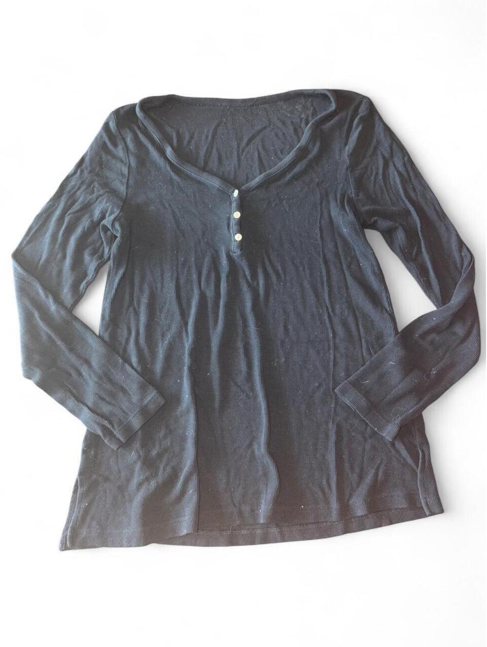 HATCH Collection "The Softest Rib" Nursing Henley Top - Black
